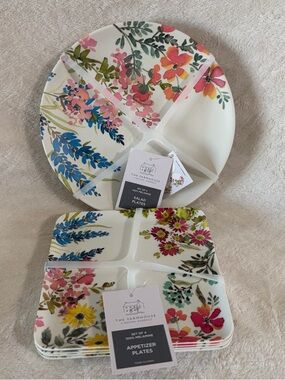 NWT The Farmhouse by Rachel Ashwell Floral Melamine Appetizer& Salad Plates S/8